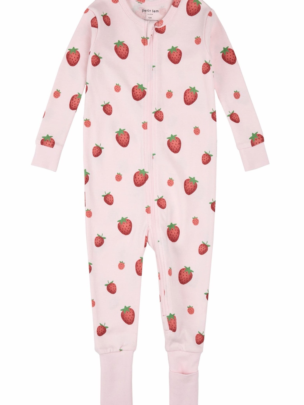 Petit Lem Strawberry Convertible Stretch Organic Cotton One-Piece Pajamas 12m